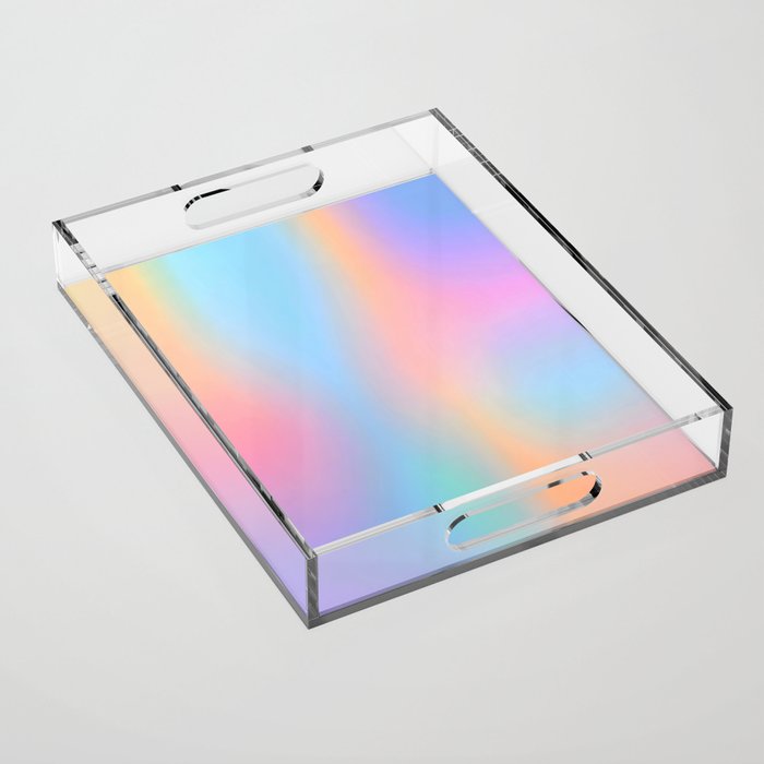 Iridescent Series 01, Pastel Gradient Holograph Energy, Aura Spiritual Vibrant Minimal, Abstract Aesthetic Bohemian Acrylic Tray Gallery Image 1