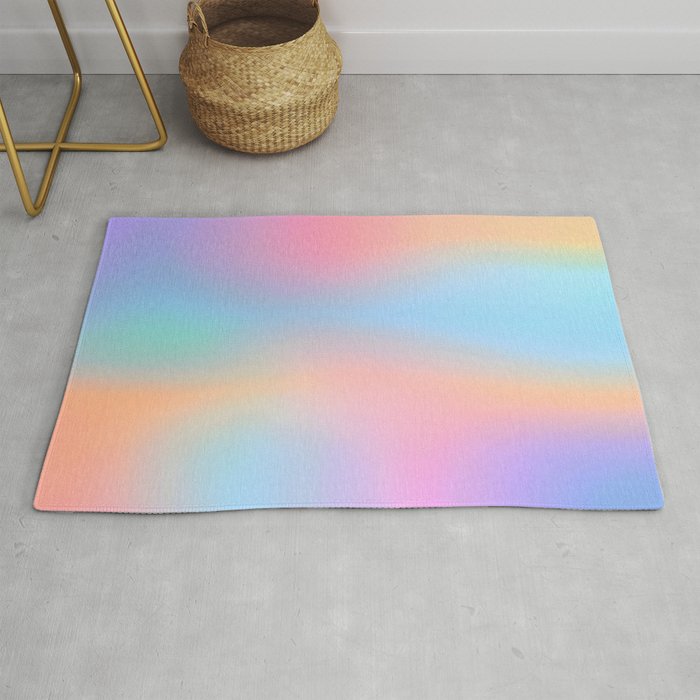 Iridescent Series 01, Pastel Gradient Holograph Energy, Aura Spiritual Vibrant Minimal, Abstract Aesthetic Bohemian Rug Gallery Image 1
