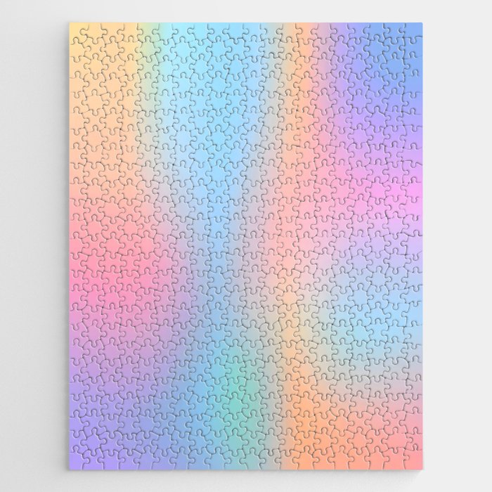 Iridescent Series 01, Pastel Gradient Holograph Energy, Aura Spiritual Vibrant Minimal, Abstract Aesthetic Bohemian Jigsaw Puzzle