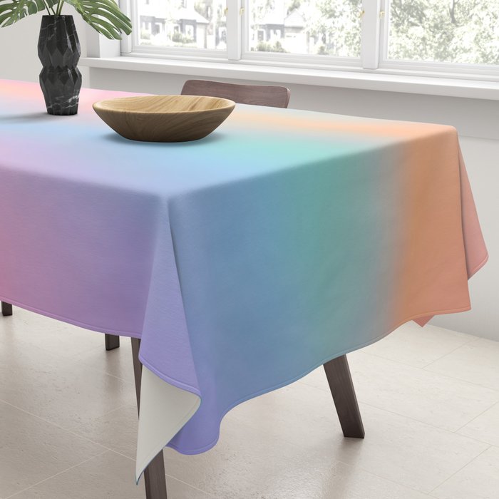 Iridescent Series 01, Pastel Gradient Holograph Energy, Aura Spiritual Vibrant Minimal, Abstract Aesthetic Bohemian Tablecloth Gallery Image 3