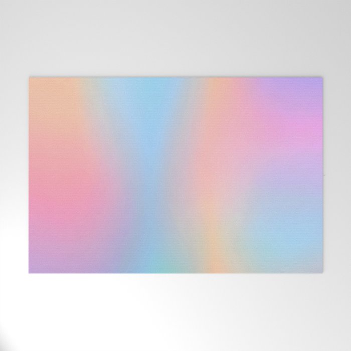 Iridescent Series 01, Pastel Gradient Holograph Energy, Aura Spiritual Vibrant Minimal, Abstract Aesthetic Bohemian Welcome Mat Gallery Image 1