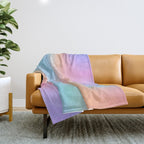 Iridescent Series 01, Pastel Gradient Holograph Energy, Aura Spiritual Vibrant Minimal, Abstract Aesthetic Bohemian Throw Blanket Gallery Image 1