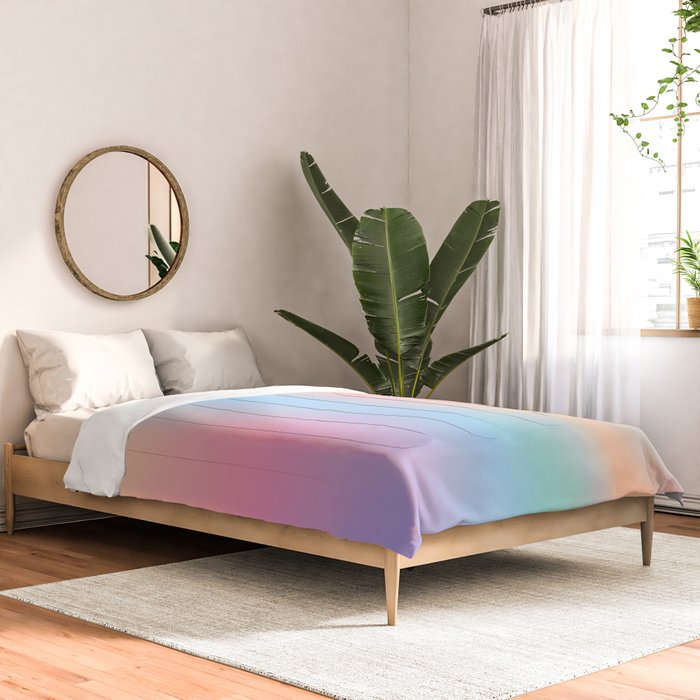Iridescent Series 01, Pastel Gradient Holograph Energy, Aura Spiritual Vibrant Minimal, Abstract Aesthetic Bohemian Comforter Gallery Image 2