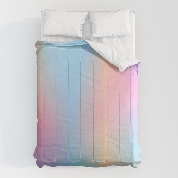Iridescent Series 01, Pastel Gradient Holograph Energy, Aura Spiritual Vibrant Minimal, Abstract Aesthetic Bohemian Comforter Gallery Image 1
