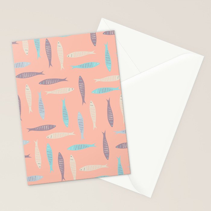 Sardines on Pink Stationery Card Gallery Image 2