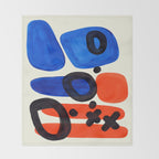 Blue Orange Fun Colorful Mid Century Modern Abstract Painting Shapes Pattern Throw Blanket Gallery Image 2