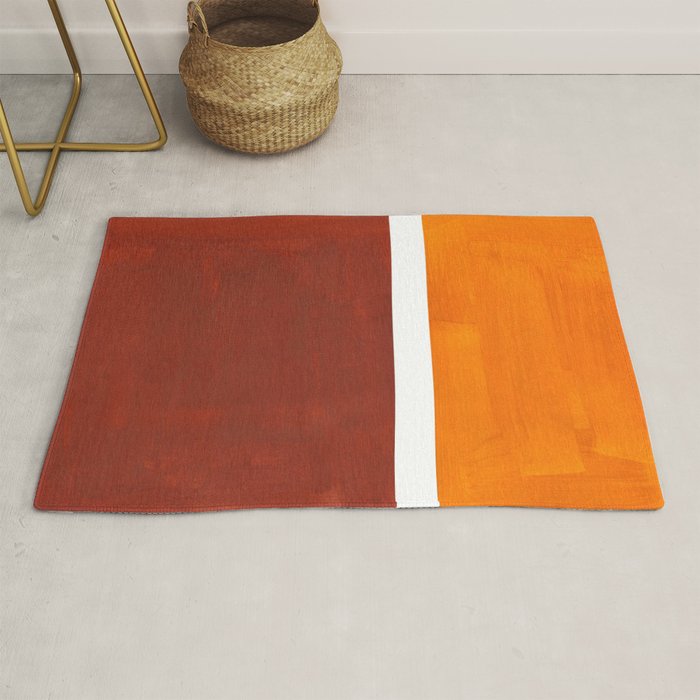 Burnt Sienna Yellow Ochre Rothko Minimalist Mid Century Abstract Color Field Squares Rug Gallery Image 1