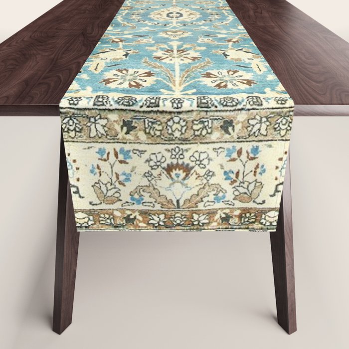 Antique Persian Rug Pastel Blue Cream Table Runner Gallery Image 1