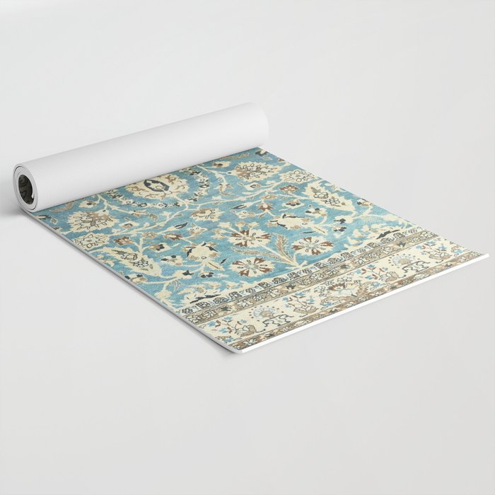 Antique Persian Rug Pastel Blue Cream Yoga Mat Gallery Image 2