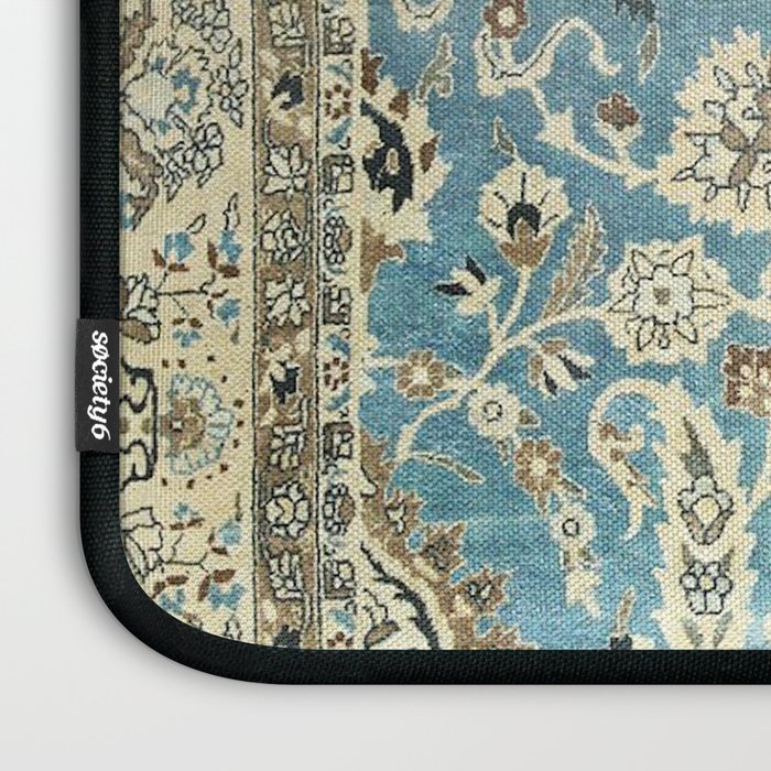 Antique Persian Rug Pastel Blue Cream Laptop Sleeve Gallery Image 3