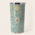 Antique Persian Rug Pastel Blue Cream Travel Mug Gallery Image 1