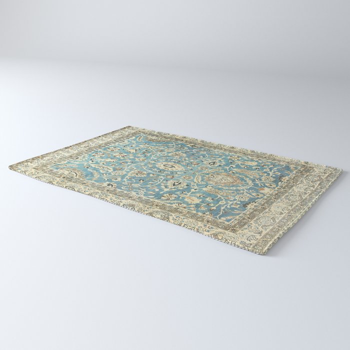 Antique Persian Rug Pastel Blue Cream Rug Gallery Image 3