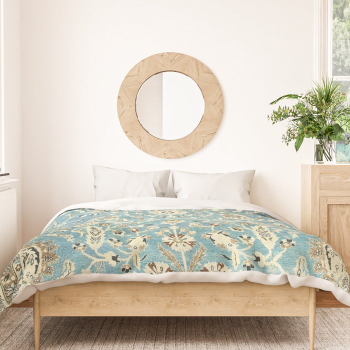 Antique Persian Rug Pastel Blue Cream Duvet Cover Gallery Image 3