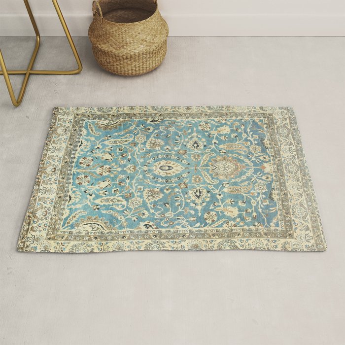 Antique Persian Rug Pastel Blue Cream Rug Gallery Image 1