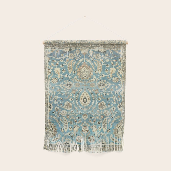 Antique Persian Rug Pastel Blue Cream Wall Hanging Gallery Image 1