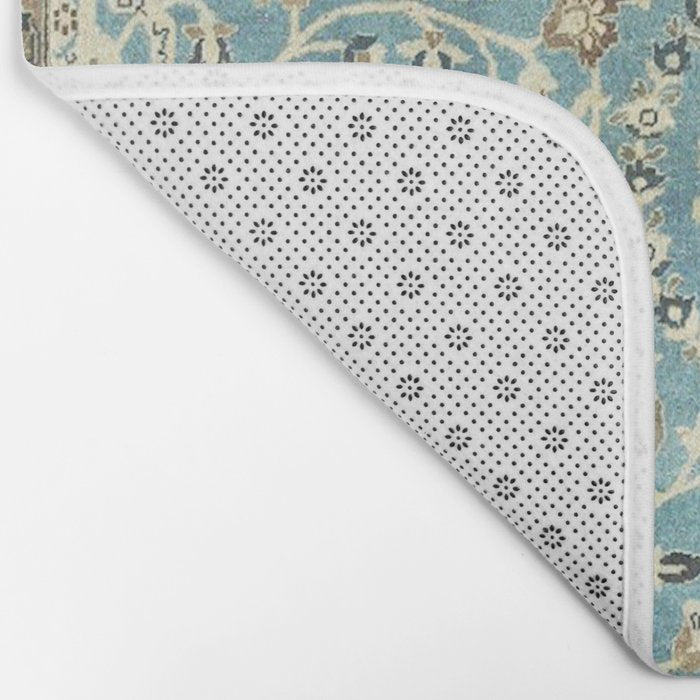 Antique Persian Rug Pastel Blue Cream Bath Mat Gallery Image 2