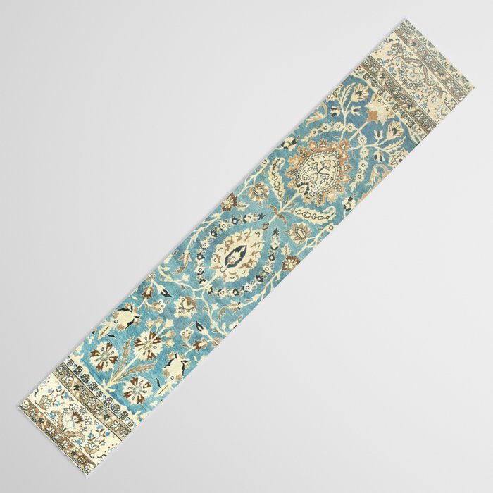Antique Persian Rug Pastel Blue Cream Table Runner Gallery Image 3