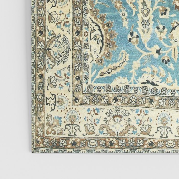 Antique Persian Rug Pastel Blue Cream Poster Gallery Image 3