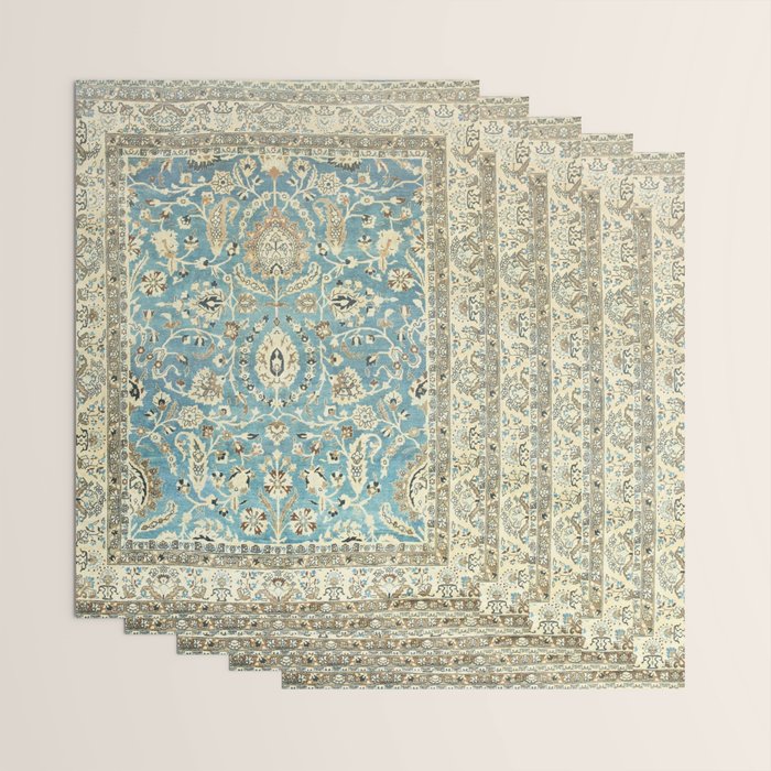 Antique Persian Rug Pastel Blue Cream Wrapping Paper Gallery Image 3