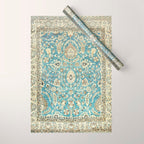 Antique Persian Rug Pastel Blue Cream Wrapping Paper Gallery Image 1