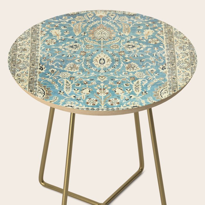 Antique Persian Rug Pastel Blue Cream Side Table Gallery Image 2