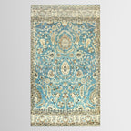Antique Persian Rug Pastel Blue Cream Tablecloth Gallery Image 2