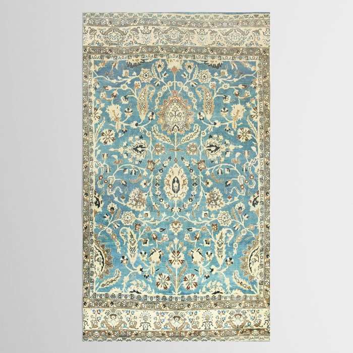 Antique Persian Rug Pastel Blue Cream Tablecloth Gallery Image 2