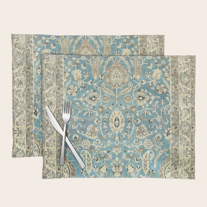 Antique Persian Rug Pastel Blue Cream Placemat Gallery Image 1