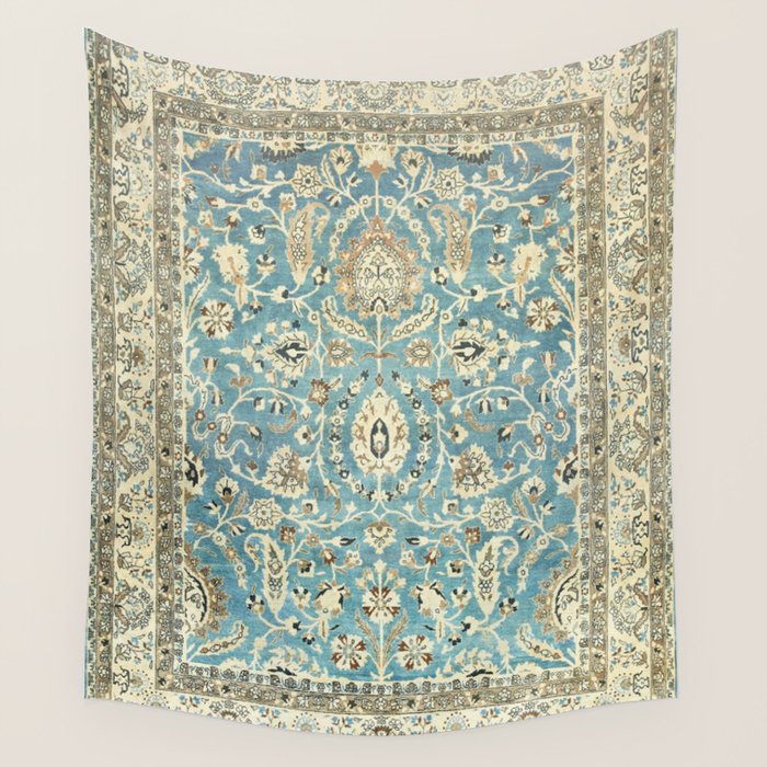 Antique Persian Rug Pastel Blue Cream Wall Tapestry Gallery Image 4