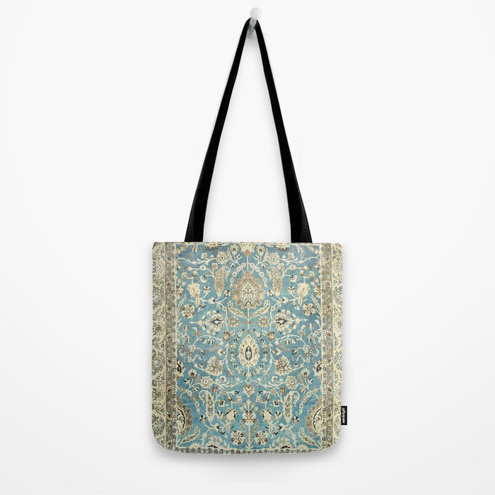 Antique Persian Rug Pastel Blue Cream Tote Bag Gallery Image 2