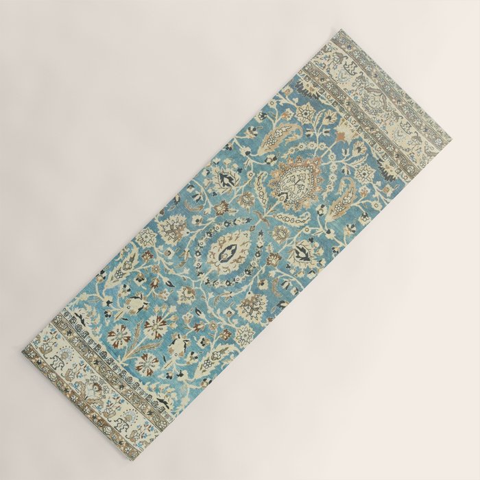 Antique Persian Rug Pastel Blue Cream Yoga Mat Gallery Image 1