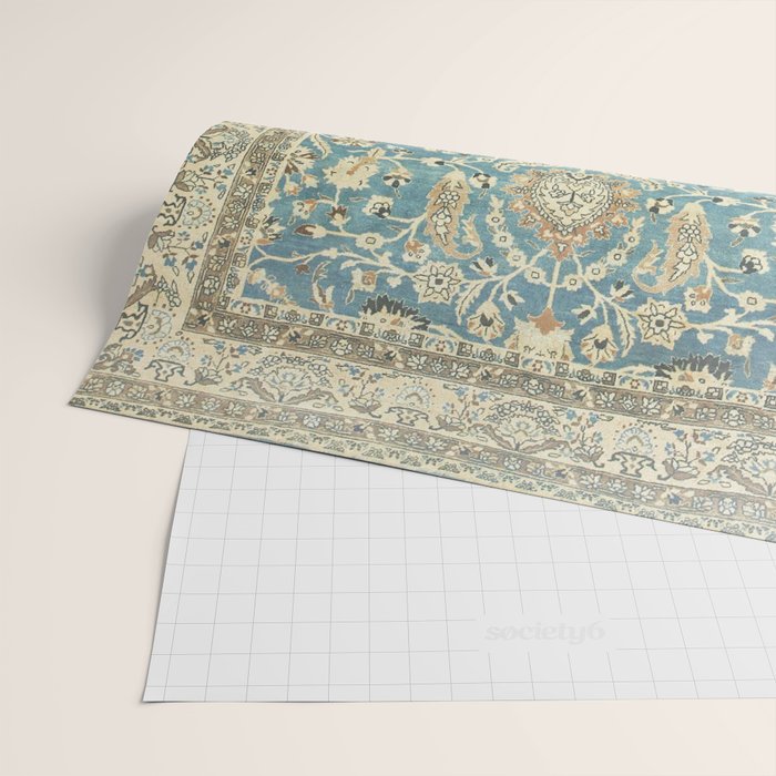 Antique Persian Rug Pastel Blue Cream Wrapping Paper Gallery Image 2