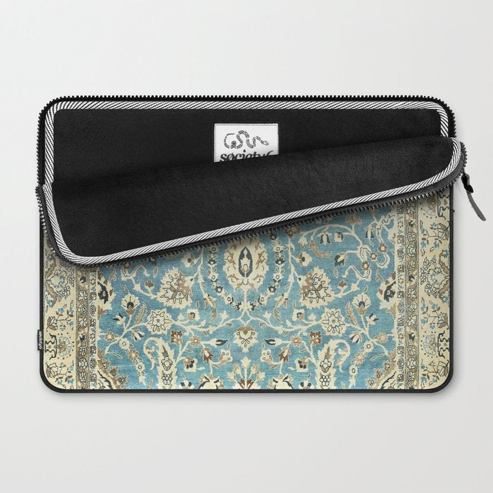 Antique Persian Rug Pastel Blue Cream Laptop Sleeve Gallery Image 2