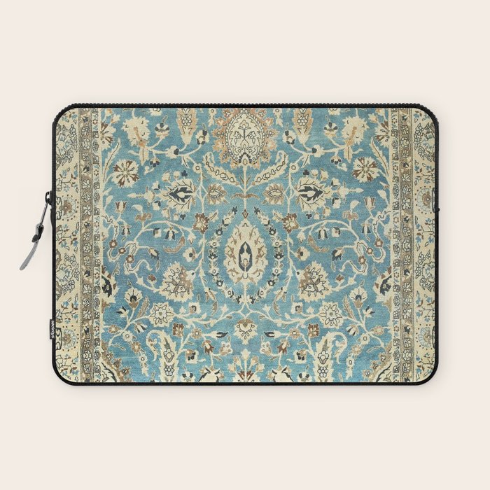 Antique Persian Rug Pastel Blue Cream Laptop Sleeve Gallery Image 1