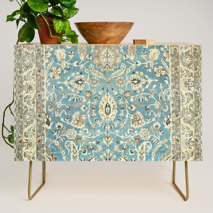 Antique Persian Rug Pastel Blue Cream Credenza Gallery Image 1