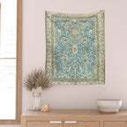 Antique Persian Rug Pastel Blue Cream Wall Tapestry Gallery Image 2