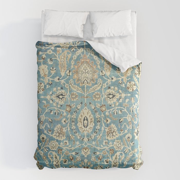 Antique Persian Rug Pastel Blue Cream Comforter Gallery Image 6
