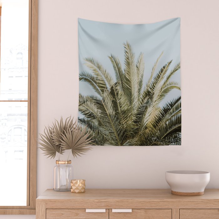 Palm Tree Leafs Photography Wall Tapestry Gallery Image 2