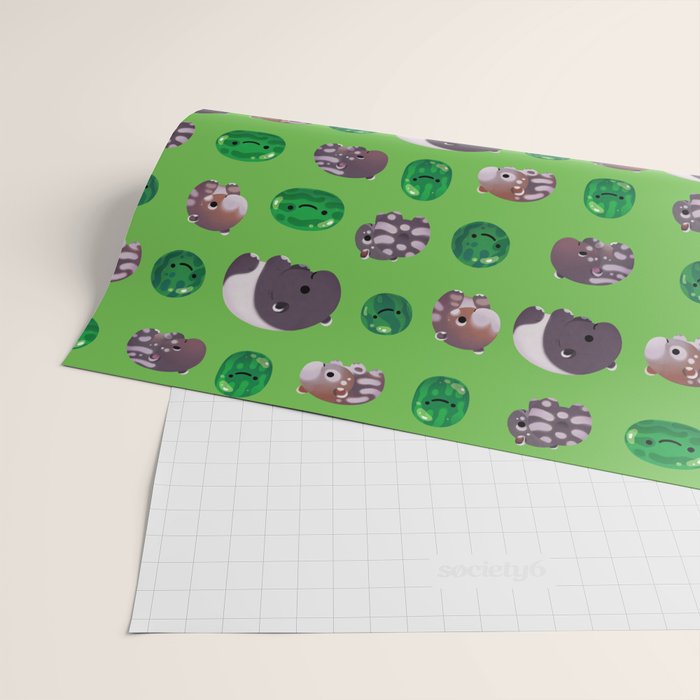 Tapir and baby watermelons Wrapping Paper Gallery Image 2