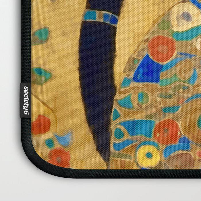 Klimt Cat with Colorful Red and Blue Flowers Laptop Sleeve Gallery Image 3