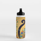 Klimt Cat with Colorful Red and Blue Flowers Water Bottle Gallery Image 3