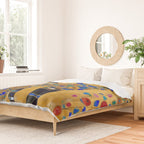 Klimt Cat with Colorful Red and Blue Flowers Duvet Cover Gallery Image 2