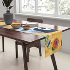 Klimt Cat with Colorful Red and Blue Flowers Table Runner Gallery Image 2