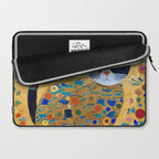 Klimt Cat with Colorful Red and Blue Flowers Laptop Sleeve Gallery Image 2