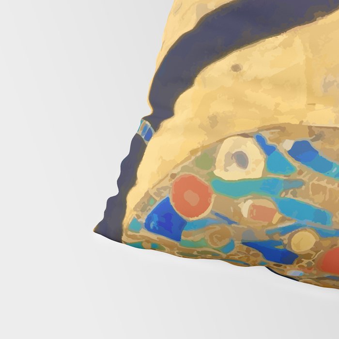 Klimt Cat with Colorful Red and Blue Flowers Pillow Sham Gallery Image 4