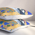 Klimt Cat with Colorful Red and Blue Flowers Pillow Sham Gallery Image 3