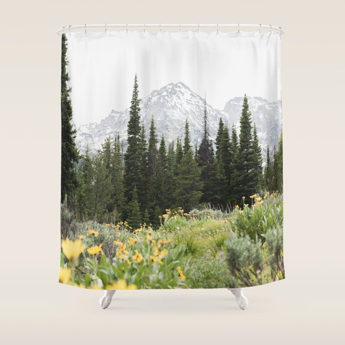 Grand Teton National Park Wildflower Adventure - Wanderlust Mountains Shower Curtain Gallery Image 1