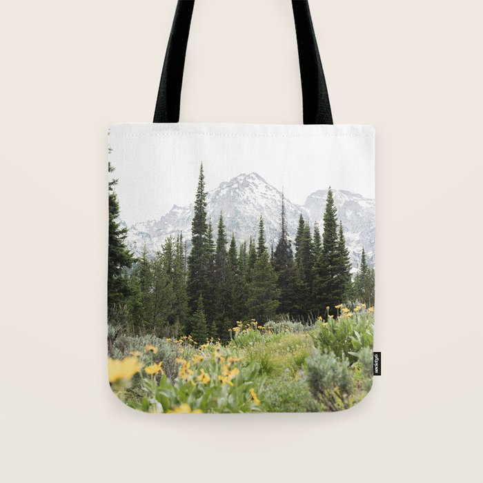 Grand Teton National Park Wildflower Adventure - Wanderlust Mountains Tote Bag Gallery Image 1