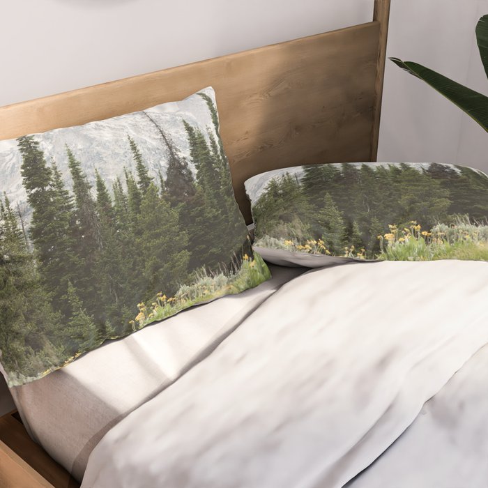 Grand Teton National Park Wildflower Adventure - Wanderlust Mountains Pillow Sham Gallery Image 2