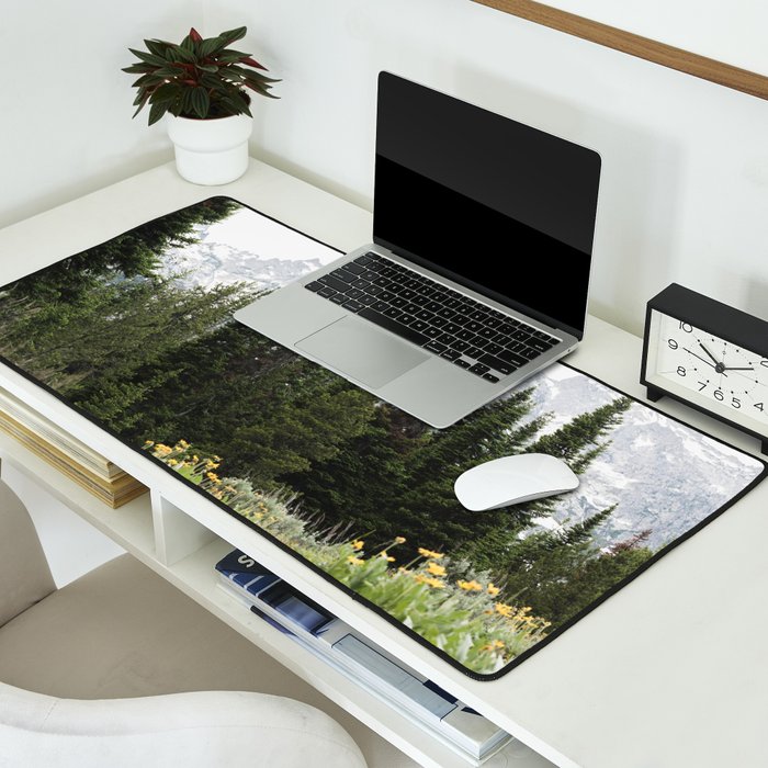 Grand Teton National Park Wildflower Adventure - Wanderlust Mountains Desk Mat Gallery Image 2